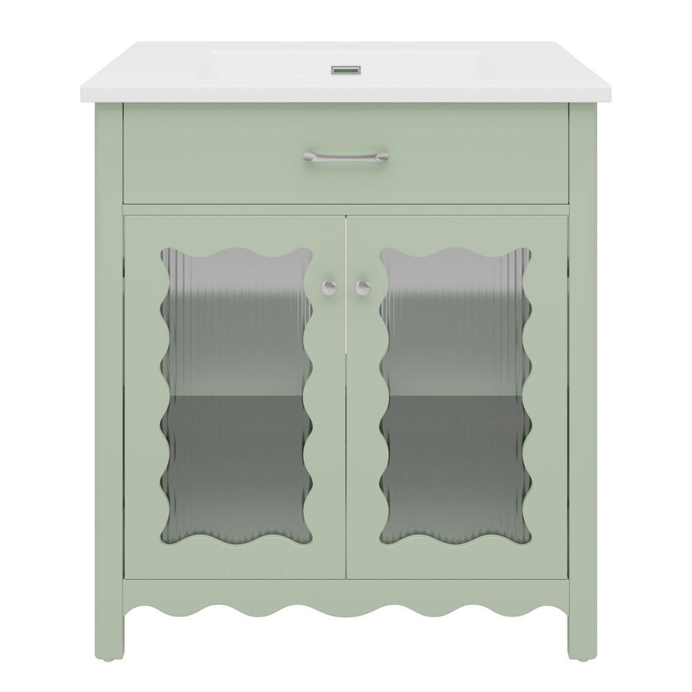 Modern Bathroom Vanity With Tempered Glass Doors