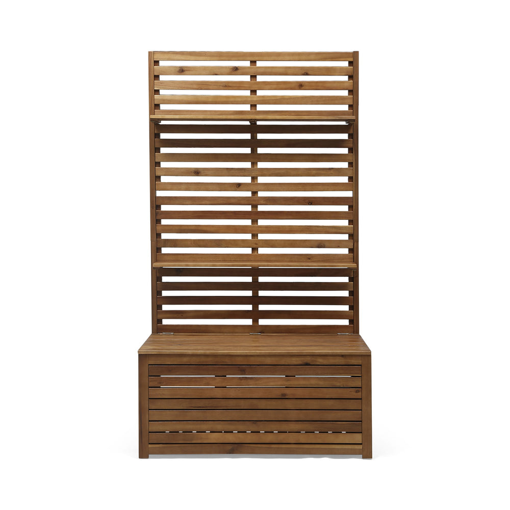 Storage Bench With Rack - Teak