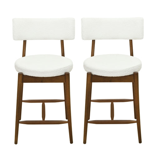 Mid Century Modern Counter Stools, Fabric Upholstered Chairs
