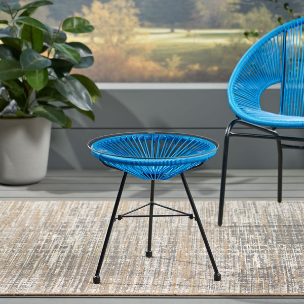 Nusa - Modern Rattan Side Table With Tempered Glass Top