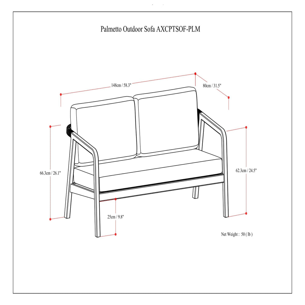 Palmetto - Outdoor Sofa - Stone Gray