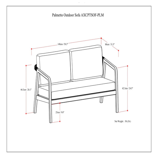 Palmetto - Outdoor Sofa - Stone Gray