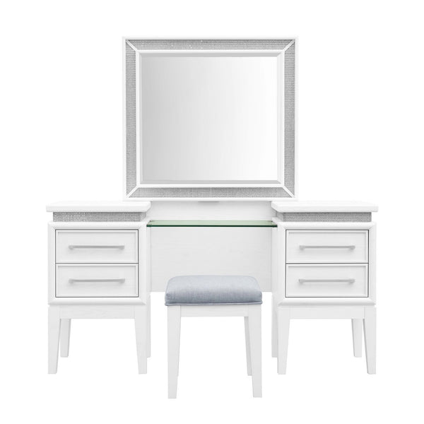 Reflections - 3 Piece Vanity Set - Pearl White & Rhinestone
