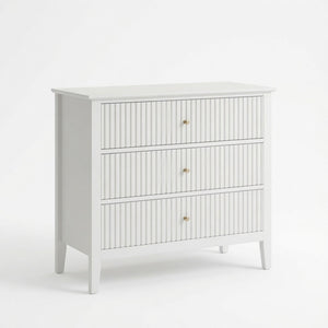 3 Drawer Nightstand, Wide With Soft Close Slides - White
