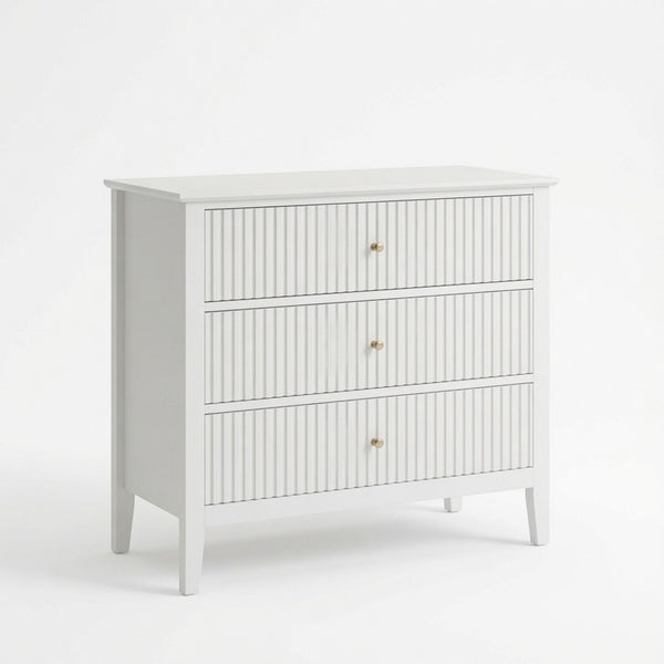 3 Drawer Nightstand, Wide With Soft Close Slides - White
