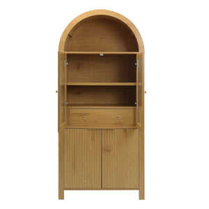 Fluted Tall Arched Pantry Cabinet With Adjustable Shelves