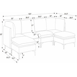 Upholstered Modular Sectional With Medium Firm Seat Cushion - Almond