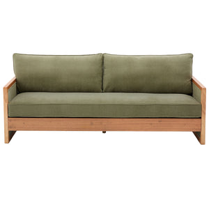 Modern 3 Seater Sofa With Wood Armrests
