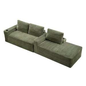 Cloud Sectional Couch, Modular Sectional Sofa With Deep Seat, Boneless Couches With L-Shape Chaise For Living Room - Green