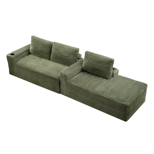 Cloud Sectional Couch, Modular Sectional Sofa With Deep Seat, Boneless Couches With L-Shape Chaise For Living Room - Green