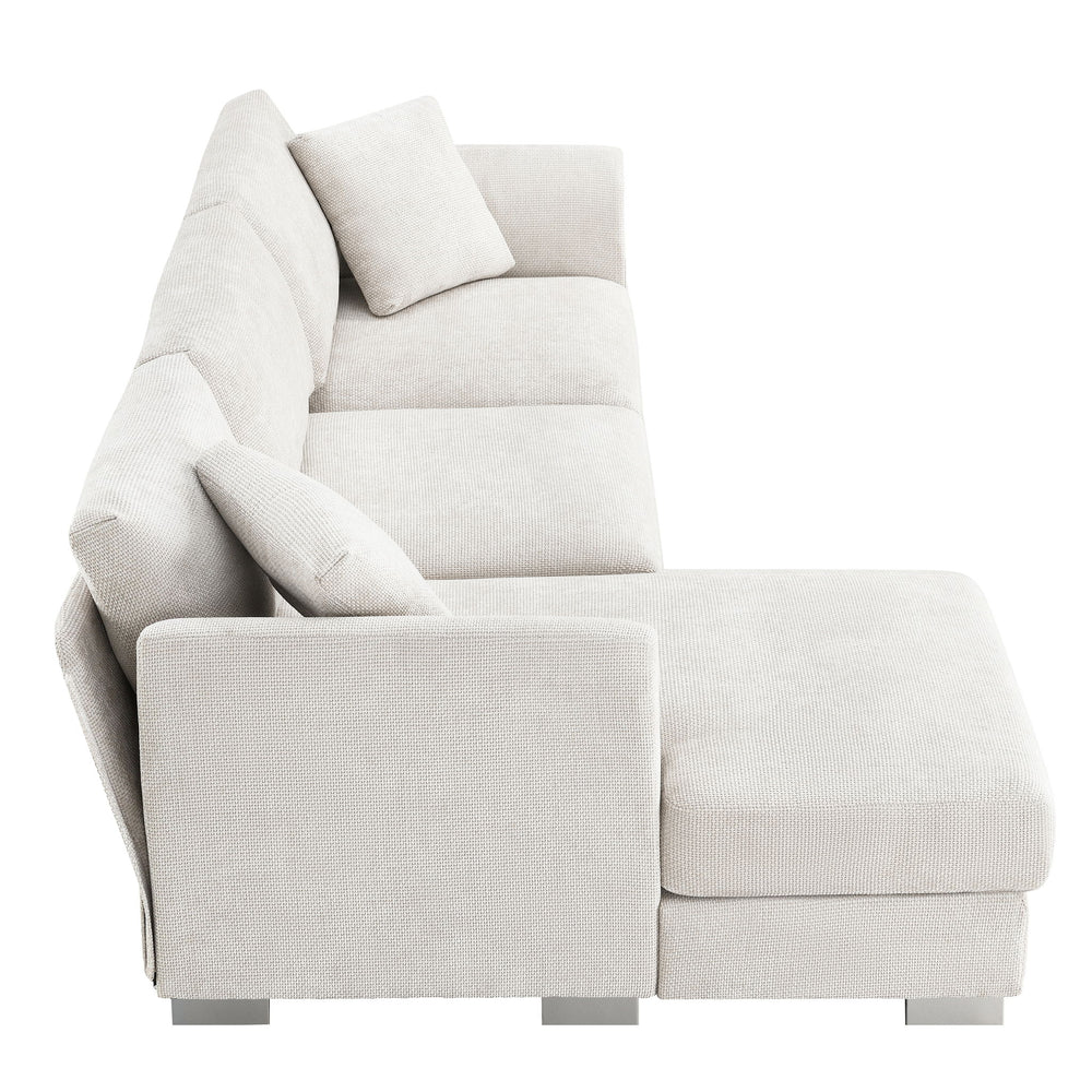 Modern Cloud Sectional Sofa L Shaped Luxury Couch Set With 2 Free Pillows 4 Seat With Oversized Chaise