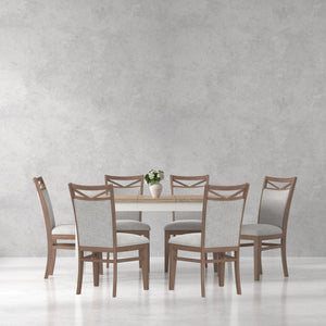 Americana Modern Dining - Rectangular Extendable Dining Table With 6 Upholstered Dining Chairs - Cotton