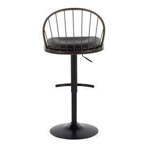 Riley - Farmhouse Adjustable Height Barstool With Swivel With Rounded T Footrest (Set of 2)