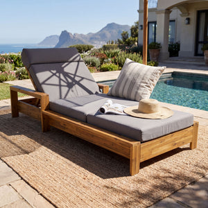 Chaise Lounge Set With 4 Fold Cushion And Built In Headrest, 3 Position Adjustable