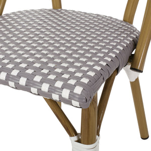 Outdoor Rattan And Aluminum French Bistro Chair Set