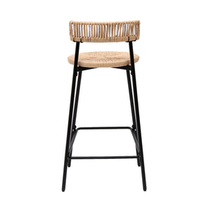 Boho Style Handwoven Paper Rope Counter Stools (Set of 2)