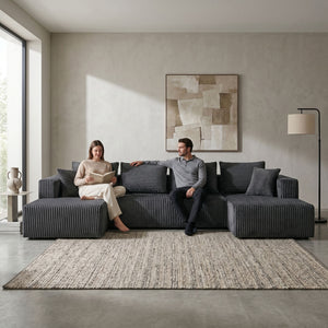 U-Shaped Modular Sectional Sofa With Double Chaise, Oversized Deep Seat For Living Room