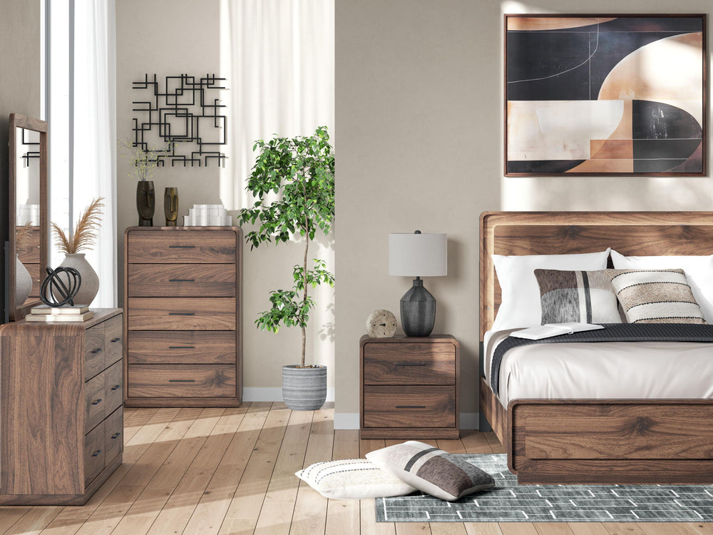 Fortlorn - Two Drawer Night Stand - Walnut Brown