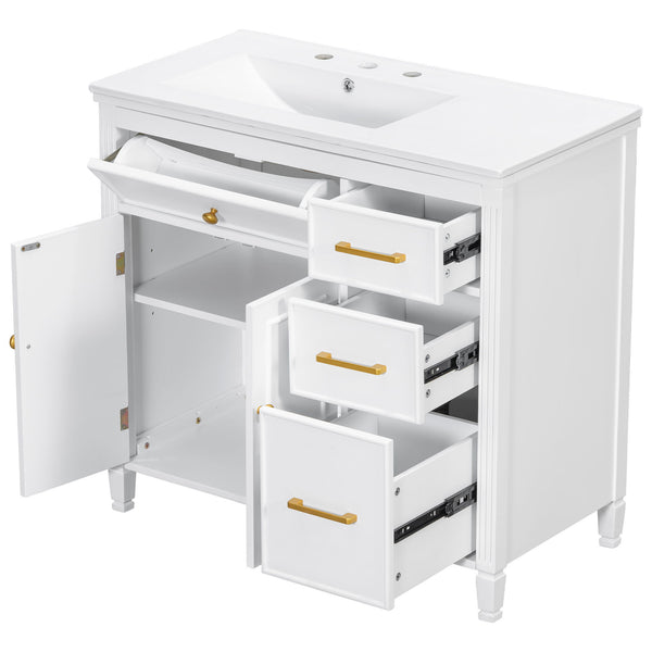 Bathroom Vanity With Sink Top, 3 Soft Closing Drawers