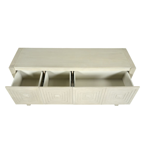 Geometric Carved Console Table With 3 Soft Close Drawers
