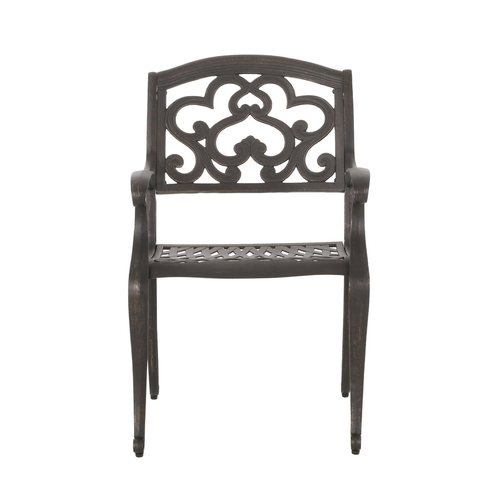 Cast Aluminum Dining Chair With Hand Crafted Details - Copper