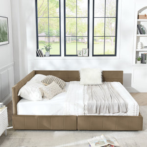Storage Upholstered Tufted Bed Frame With Backrest And Armrests