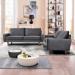 Kent - 2 Piece Sofa & Loveseat Set For Living Room - Gray