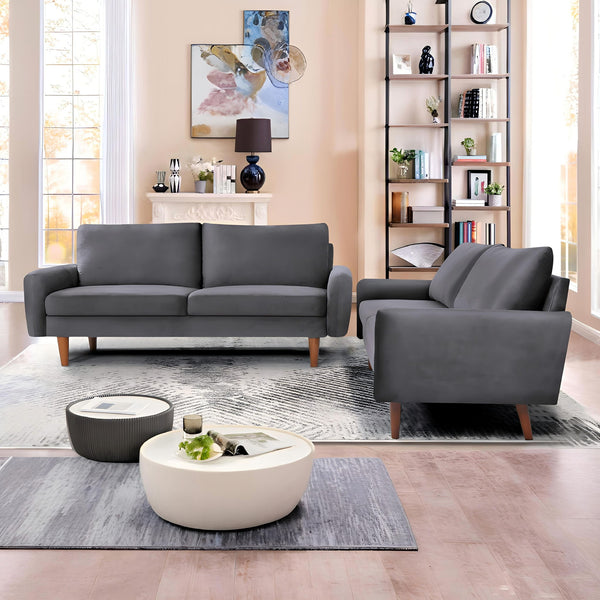 Kent - 2 Piece Sofa & Loveseat Set For Living Room - Gray