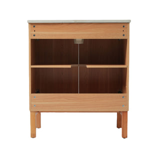 Bathroom Vanity With Sink, Minimalist Design, 45 Degrees Free Handle Doors - Antique Natural