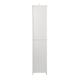 Tall Bathroom Cabinet With Adjustable Shelves, Louvered Door Floor Standing Storage Unit - White