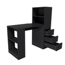 Computer Desk With 4 In 1 Socket & 3 Drawers, 4 Tier Shelves