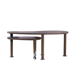 Rotatable Coffee Table With Solid Legs, 360 Degree Swivel, Waterproof - Walnut