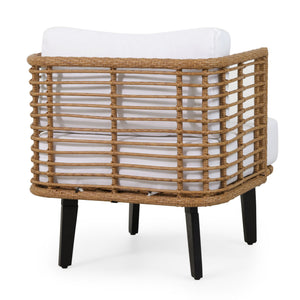 Outdoor Wicker Club Chair With Water Resistant Cushion - Brown