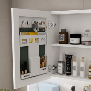 Wall Mounted Bathroom Mirror Cabinet With LED Lights, Anti Fog & Explosion Proof, Touch Control Medicine Cabinet, 3 Color Lighting - White