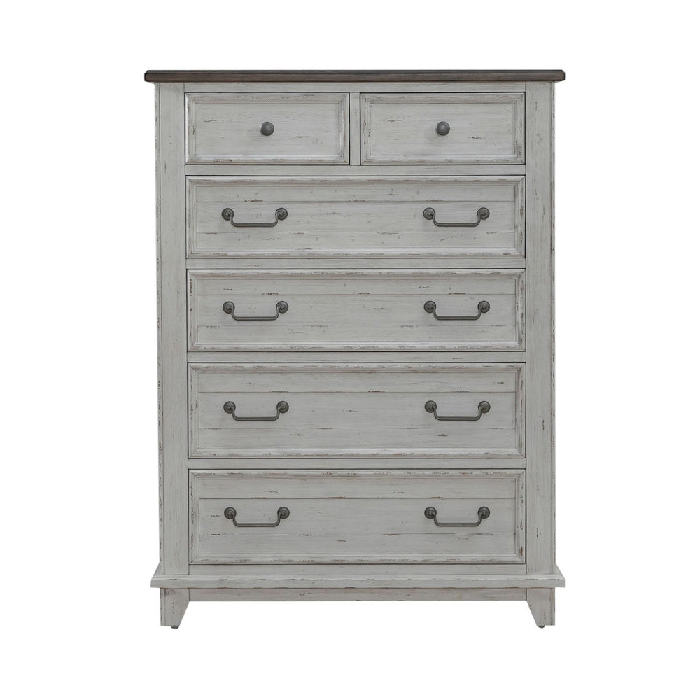 River Place - 6 Drawer Chest - Riverstone White & Tobacco