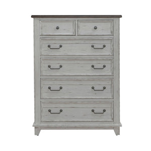 River Place - 6 Drawer Chest - Riverstone White & Tobacco