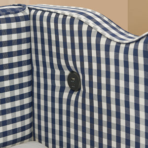 Gingham Daybed With USB Charging Port, Wave-Shaped Design