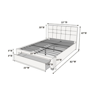 Bed With Tufted Headboard And Storage Drawer