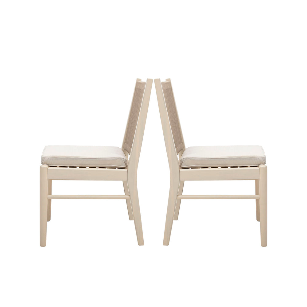 Cordoba - Dining Chair (Set of 2) With Acacia Wood Frame And Water Repellent Fabric - Beige / Yellow