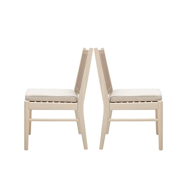 Cordoba - Dining Chair (Set of 2) With Acacia Wood Frame And Water Repellent Fabric - Beige / Yellow