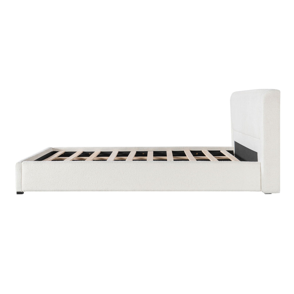 Upholstered Wingback Platform Bed Frame, No Box Spring Needed