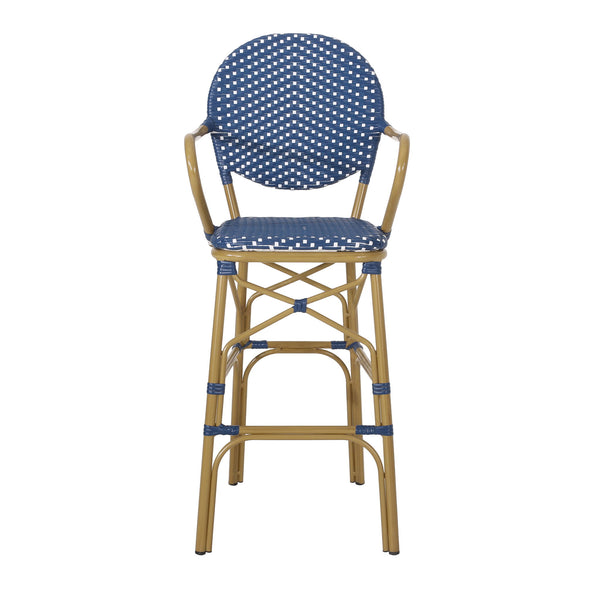 Outdoor Wicker And Aluminum French Barstools (Set of 2)