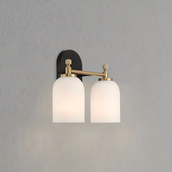 Vortex - 2 Lights Vanity In Style For Over Bathroom Mirror Wall Sconce - Black / Gold / White