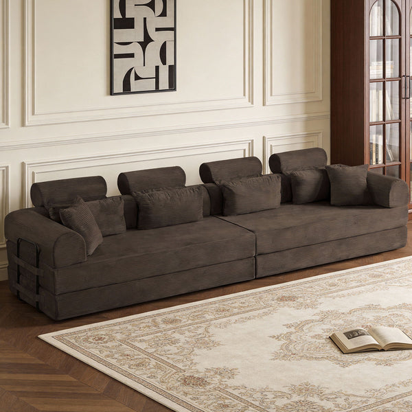 Modern L-Shape Modular Sectional Sofa, Compressed Design