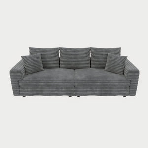 Deep Seat Convertible Sofa With Soft Pillows And Ottomans