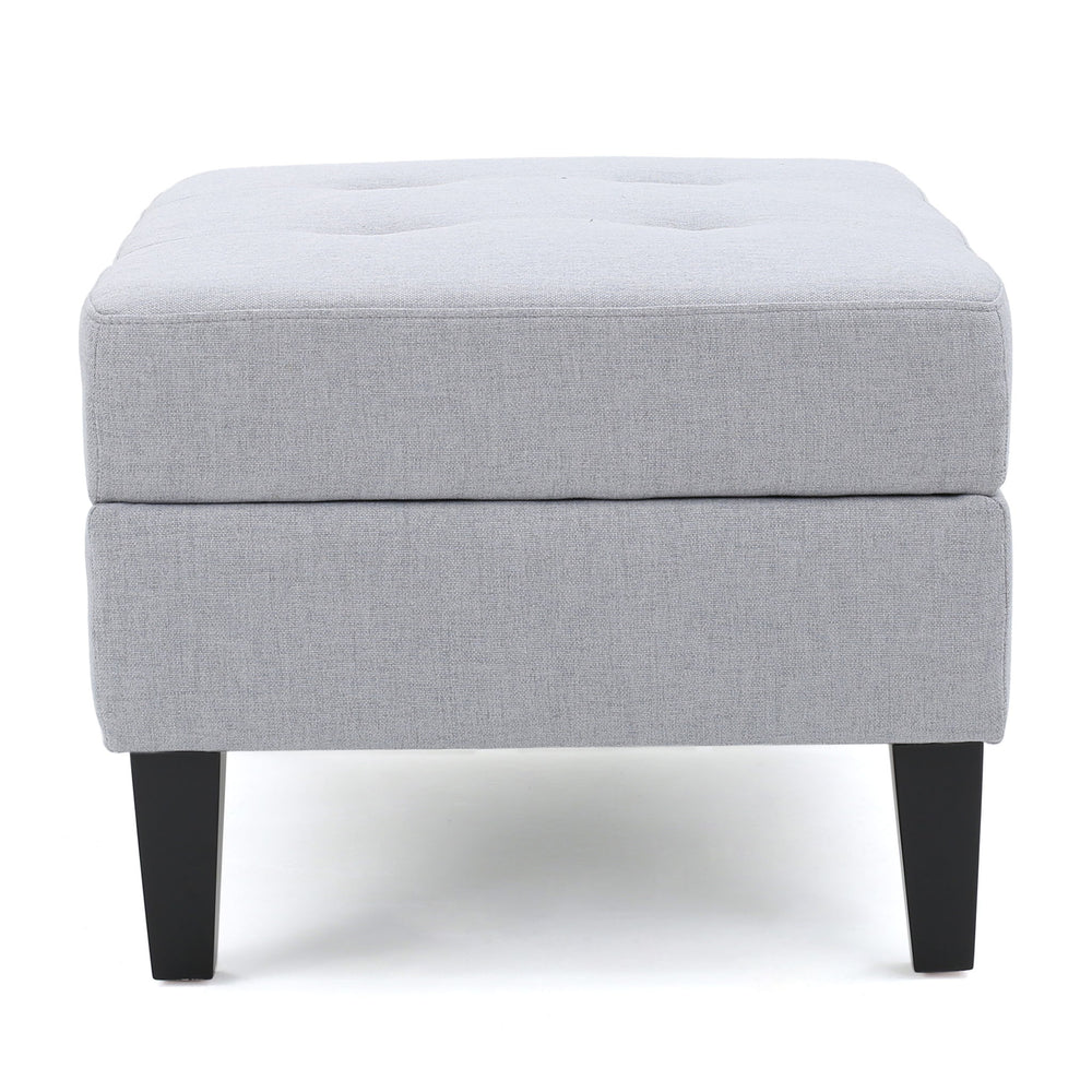 Storage Ottoman With Birch Wood Legs And Cushioned Top For Comfort