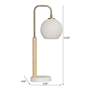 Bedside Table Lamp With Globe Lampshade - White