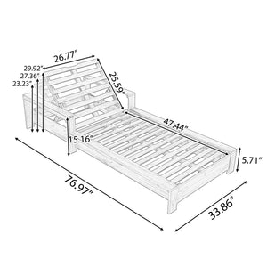 Chaise Lounge Set With 4 Fold Cushion And Built In Headrest, 3 Position Adjustable
