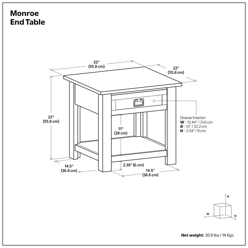 Monroe - End Table - Distressed Charcoal Brown
