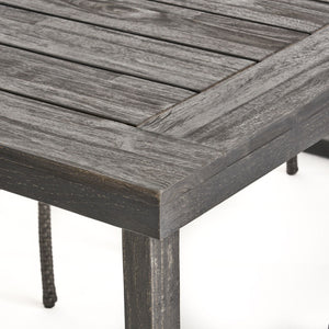 Outdoor 6 Seater Dining Set With Bench - Dark Gray / Light Gray